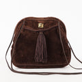 FENDI Zucca Suede Pouch Bag Handbag Brown canvas Women XY187