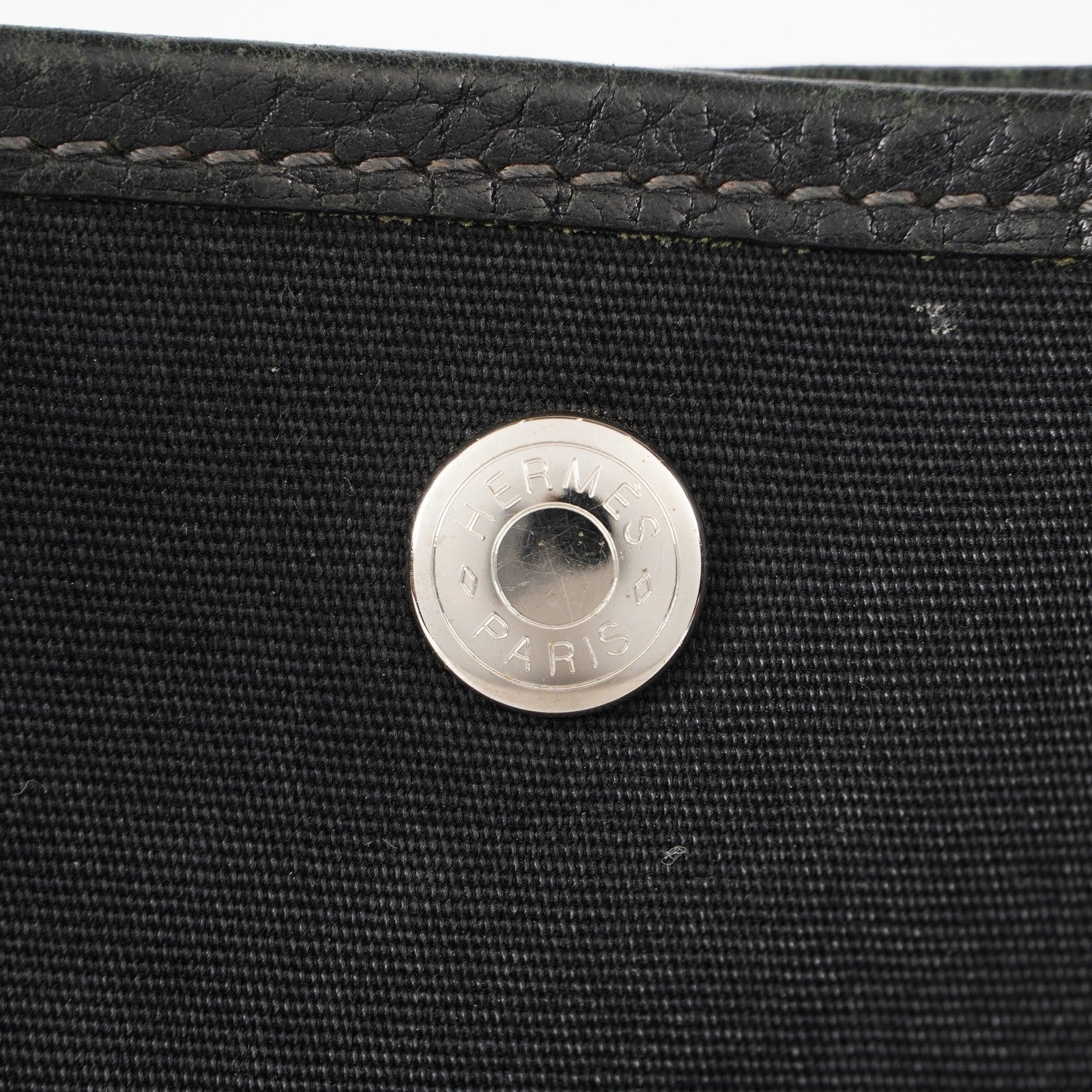 Hermes Garden Party 30 TPM Handbag Tote Leather Canvas Black 05E024290016