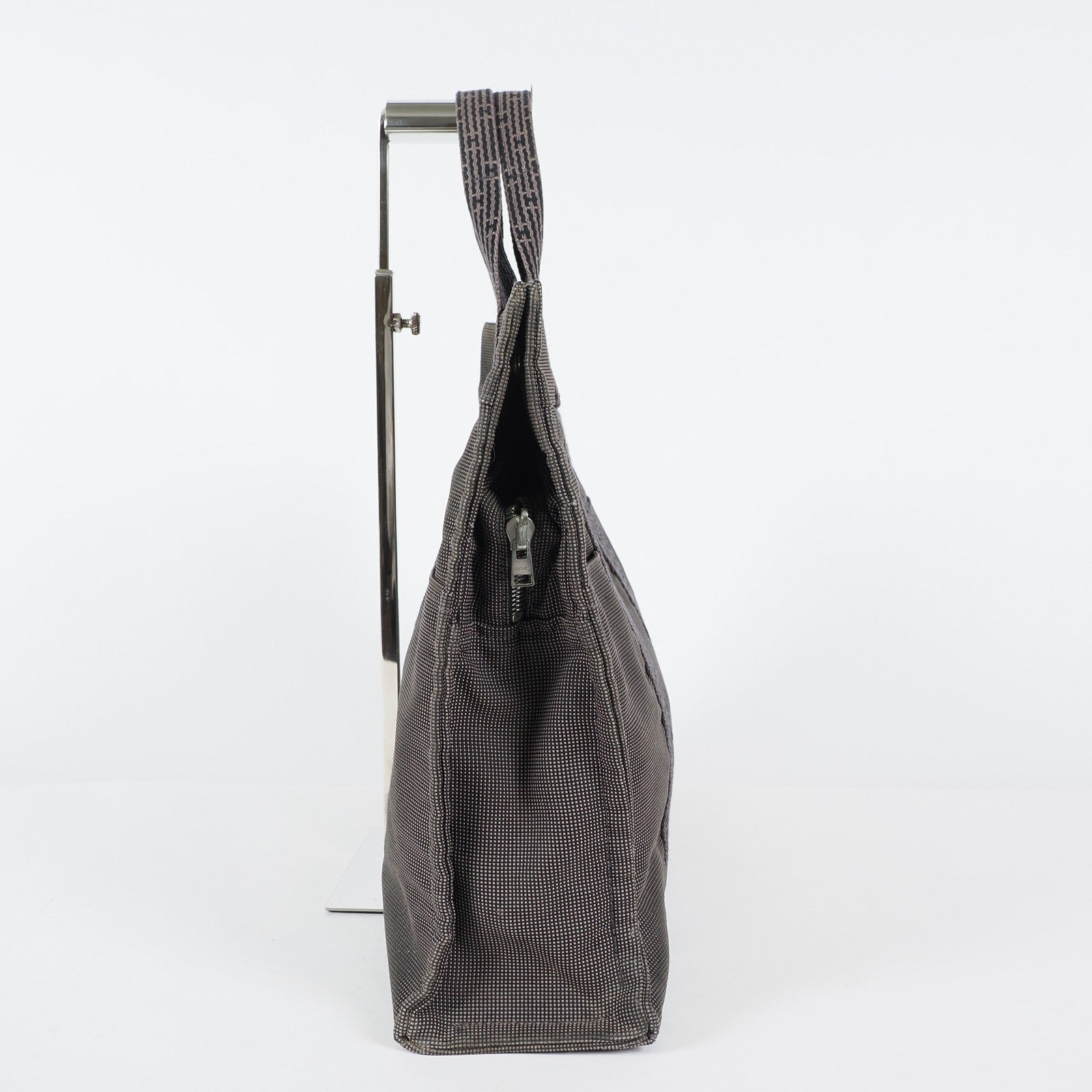 HERMES Herline MM Hand Tote Bag 100951M Nylon canvas Gray 04A20825007