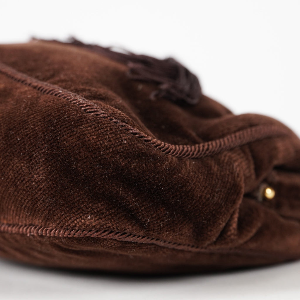 FENDI Zucca Suede Pouch Bag Handbag Brown canvas Women XY187