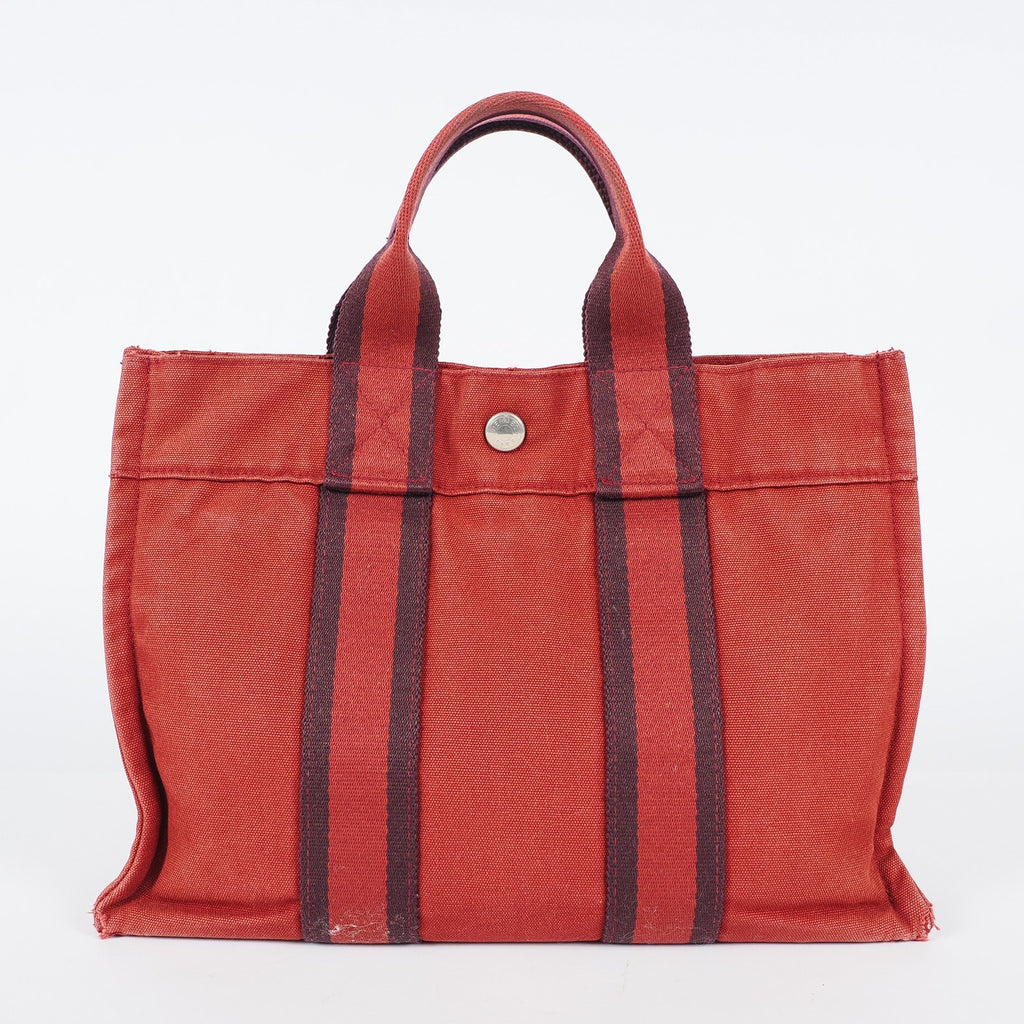 Authentic Hermes Fourre Tout PM Bordeaux Red Canvas Small Tote 04A07825007