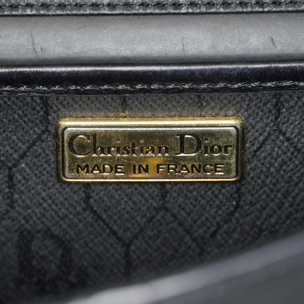 Christian Dior Vintage Leather Shoulder Bag Black Classic Handbag XY230