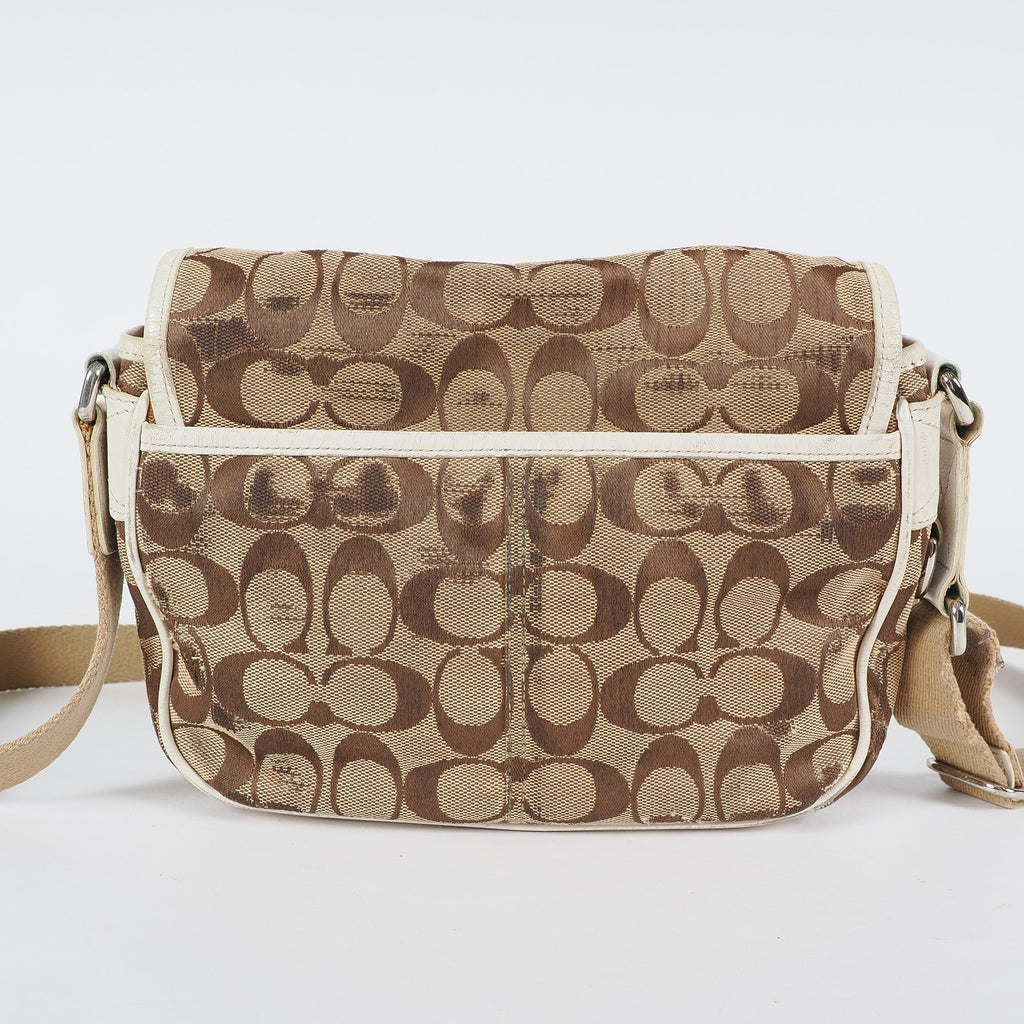 Authentic Coach Signature Mini Field Shoulder Bag Crossbody Canvas x Leather 77