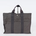 Hermes Fourre Tout Canvas Tote Bag Handbag Satchel Black Grey 04T011199017