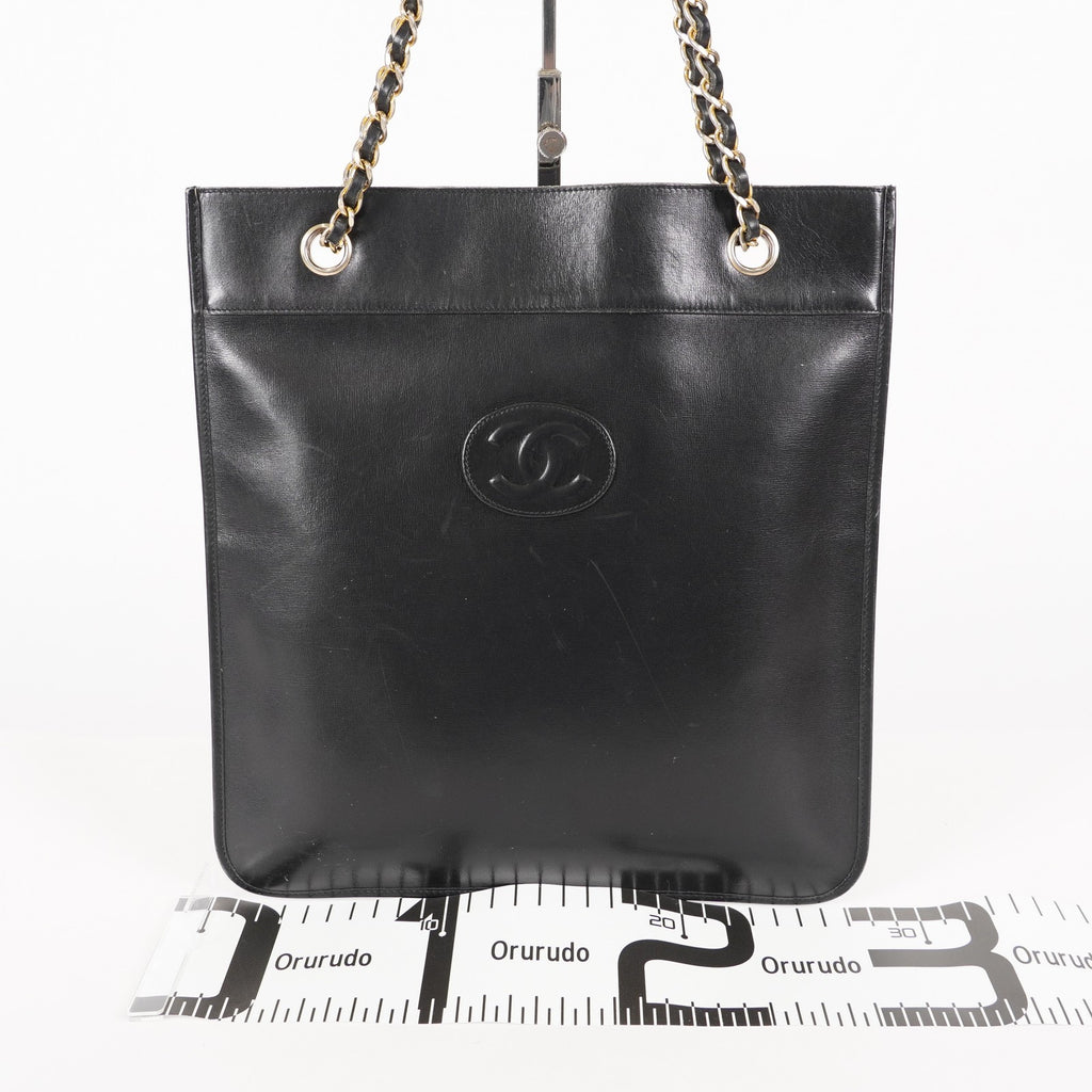 CHANEL Vintage Quilted CC Logo Jersey Chain Flat Shoulder Tote Bag 05E216352529