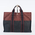 HERMÈS Paris Fourre Tout MM Black Red Cotton Canvas Tote Hand Bag 04A05825007