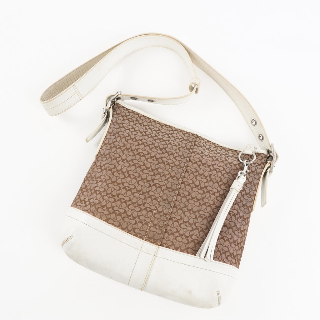 Coach Purse Logo Signature Handbags WhiteLEATHER DUFFLE HOBO  XY172