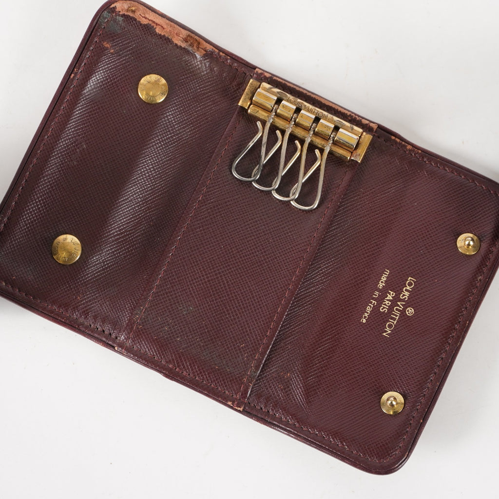 Auth Louis Vuitton Monogram Fabric & Leather Ring Key Case Key Holder  XY213