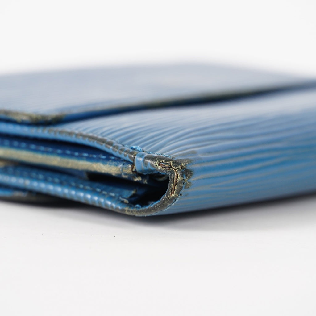 Louis Vuitton Blue Epi Leather Elise Compact Wallet  XY215