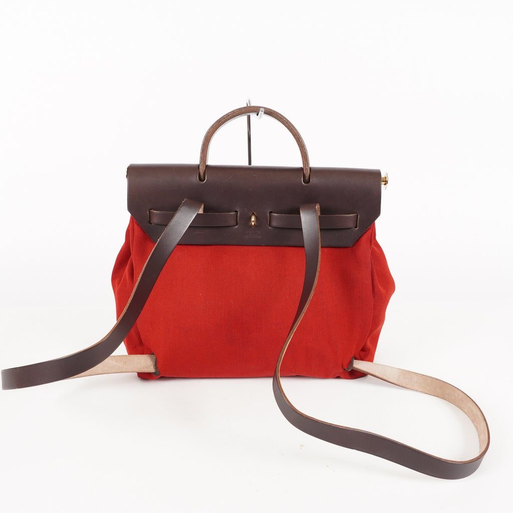Hermes Brick RedMoka Toile Canvas and Vache Hunter Herbag 31 Bag 05E346352529