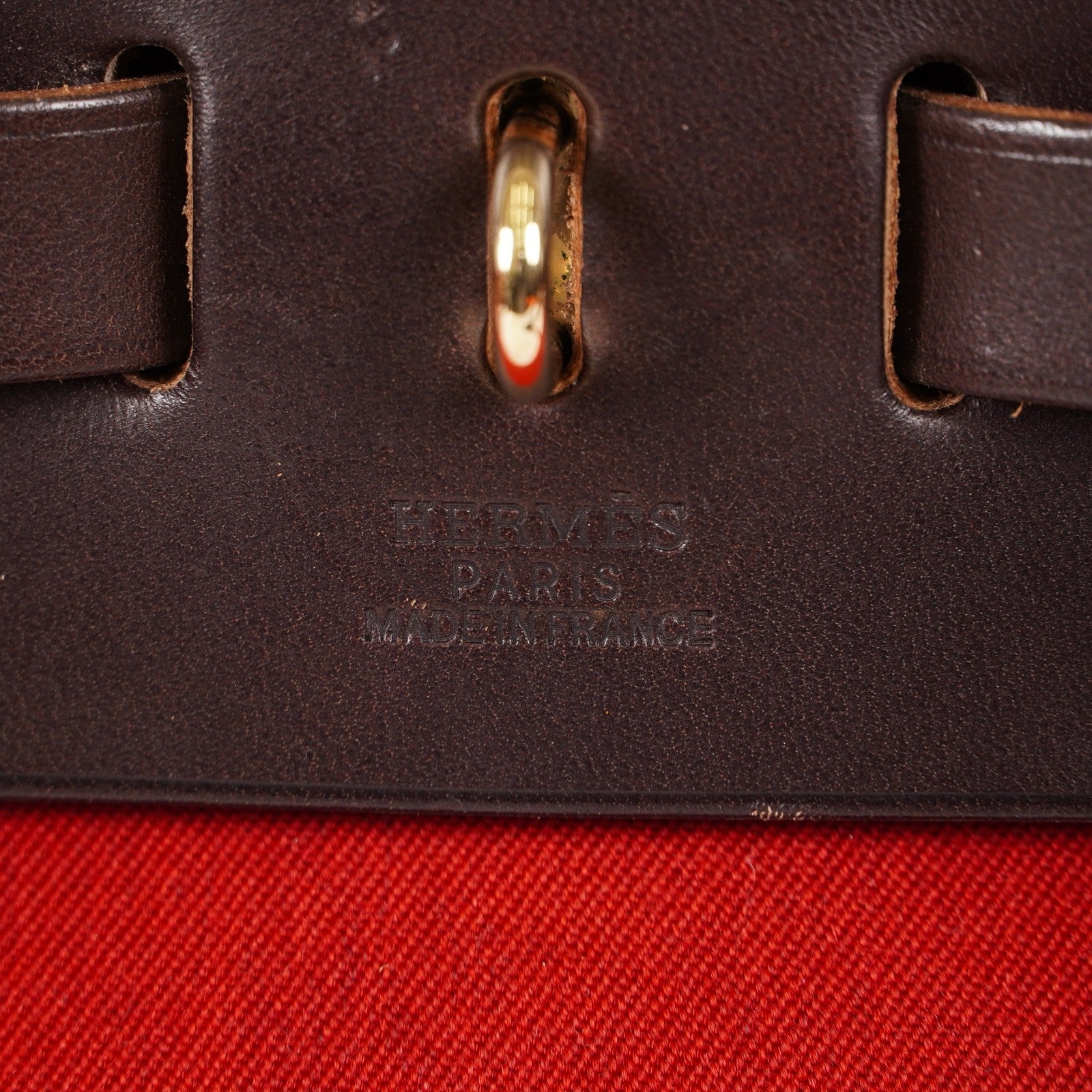 Hermes Brick RedMoka Toile Canvas and Vache Hunter Herbag 31 Bag 05E346352529