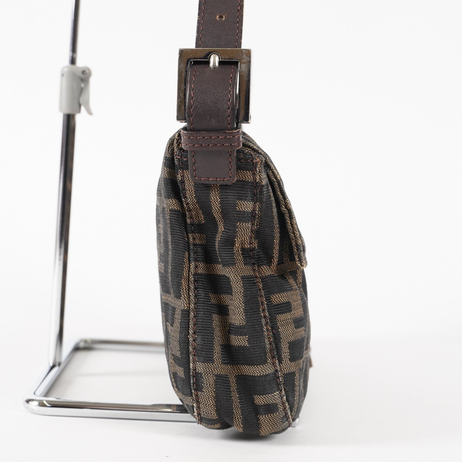 FENDI Zucca Mamma Baguette Shoulder Bag Canvas Leather Brown 02E0214410018