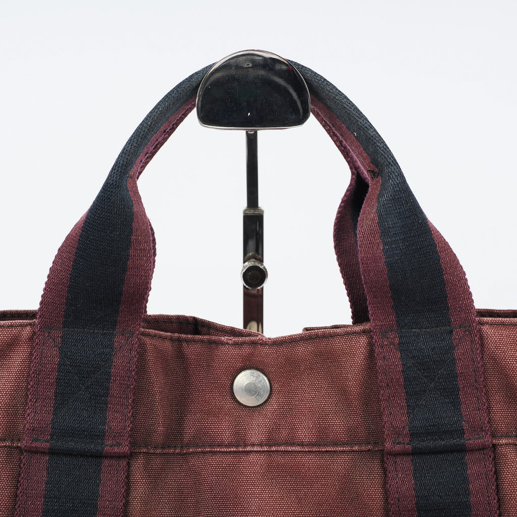 HERMÈS Paris Fourre Tout MM Black Red Cotton Canvas Tote Hand Bag 04A05825007