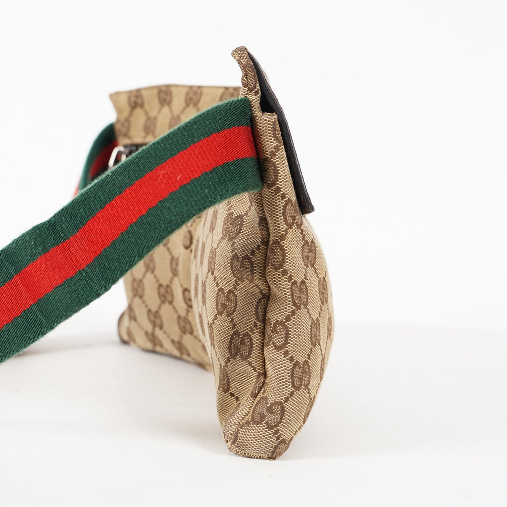 Auth GUCCI GG canvas Fanny Pack Bum Bag waist pouch sherry line 01E072970021