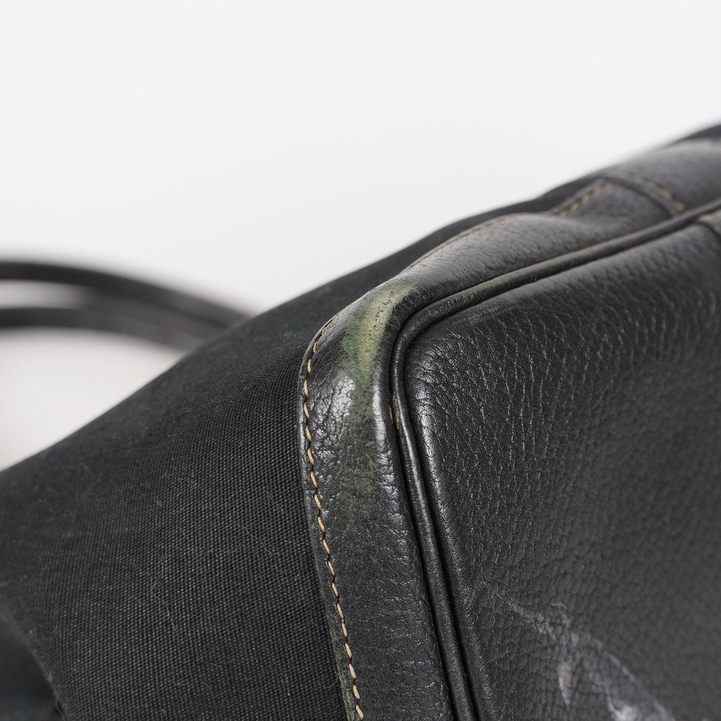 Hermes Garden Party 30 TPM Handbag Tote Leather Canvas Black 05E024290016
