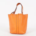HERMES Picotin PM 18 Taurillon Clemence Orange Handbag Bag 05E0119250016
