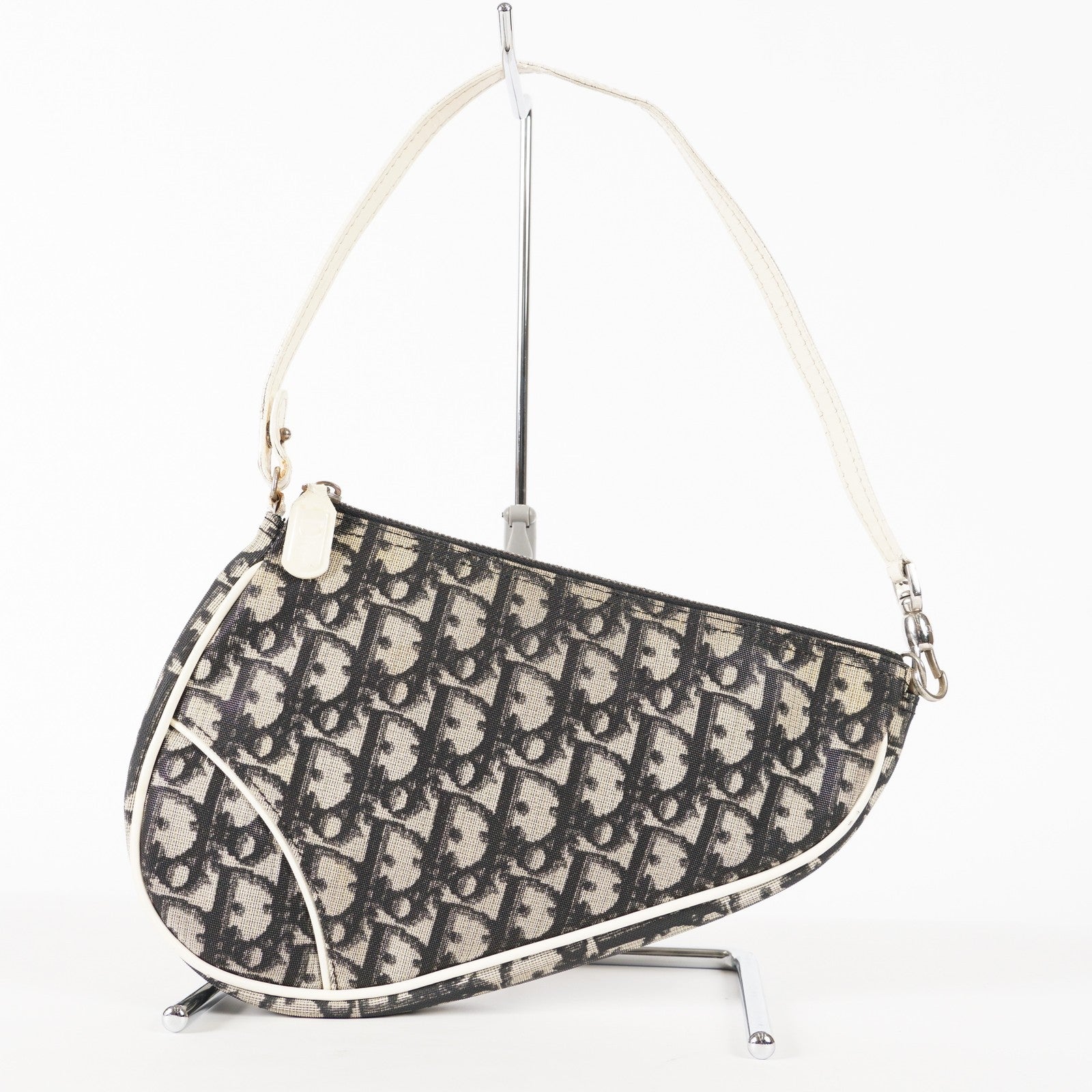  CHRISTIAN DIOR Monogram Mini Saddle Pochette Navy/Black 01E215720008
