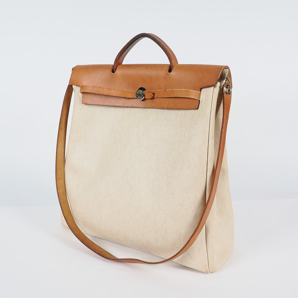 Hermes Herbag MM Handbags Leather White 04A044633207