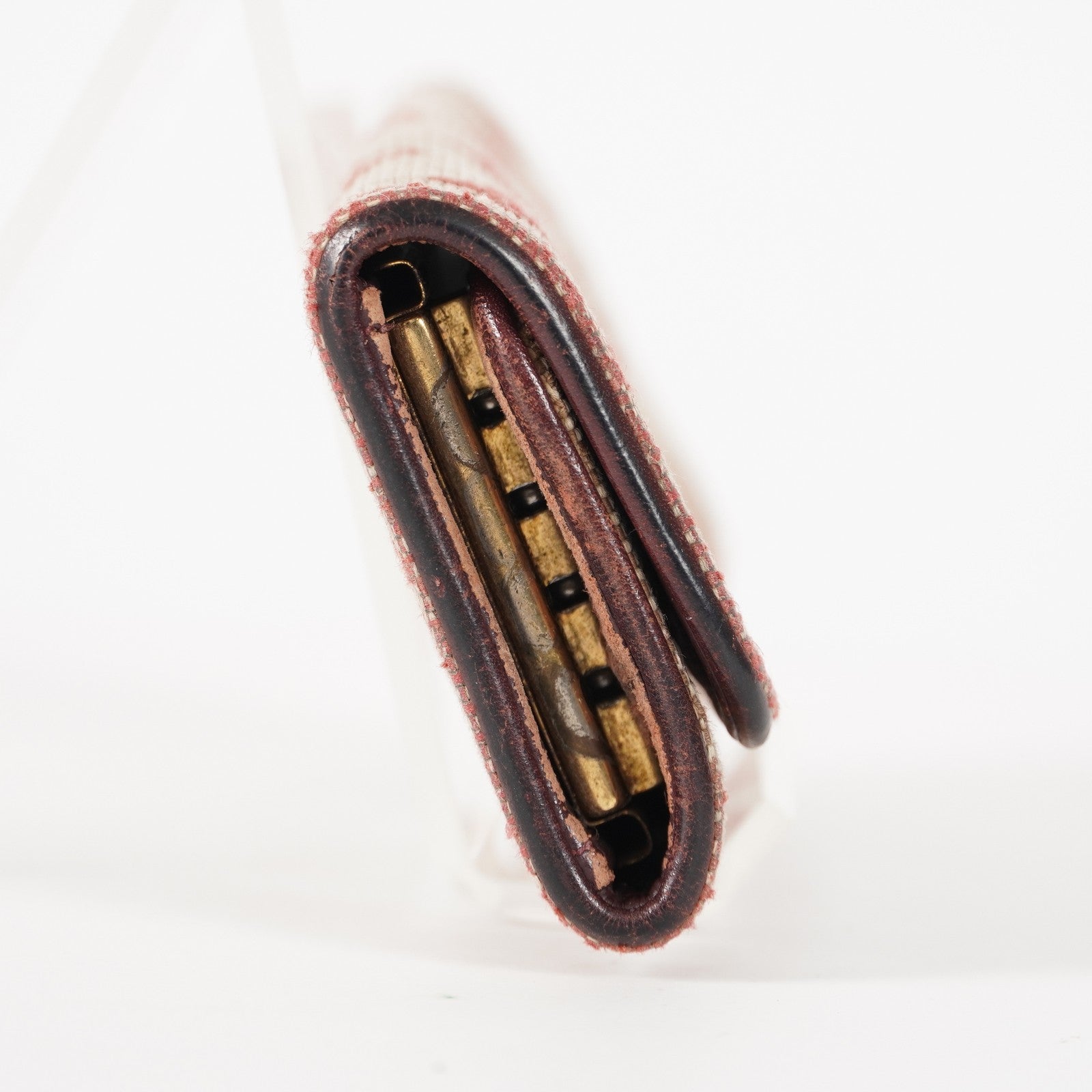 Auth Louis Vuitton Monogram Fabric & Leather Ring Key Case Key Holder  XY213
