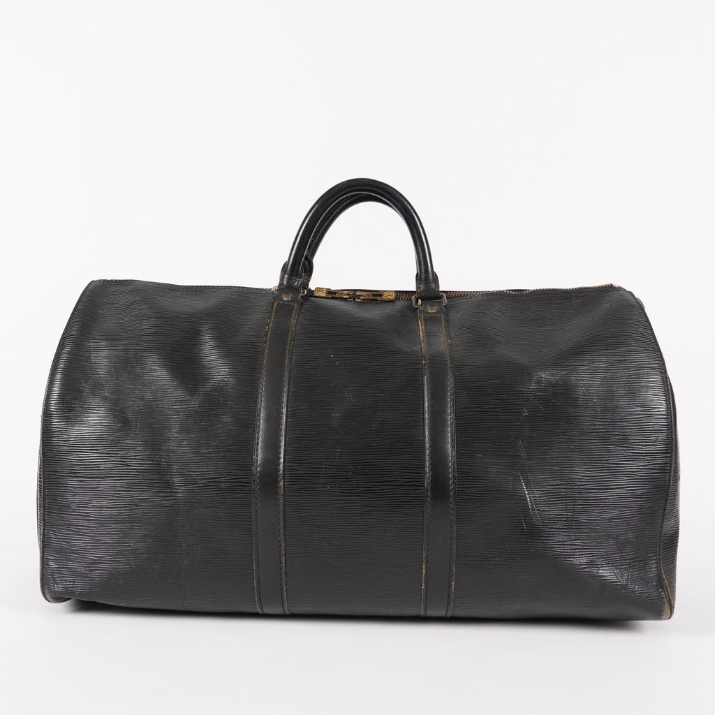 LOUIS VUITTON Epi Keepall 50 Boston Bag Black M42962 LV Auth 05E173960016