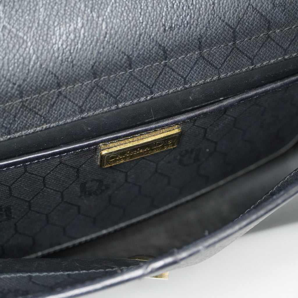 Christian Dior Vintage Leather Shoulder Bag Black Classic Handbag XY230