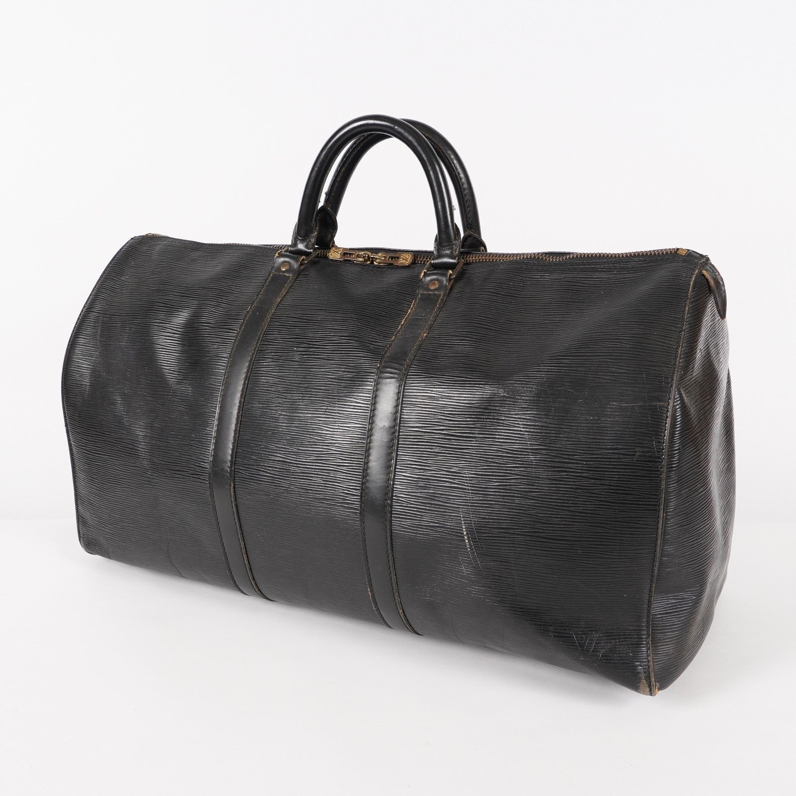 LOUIS VUITTON Epi Keepall 50 Boston Bag Black M42962 LV Auth 05E173960016