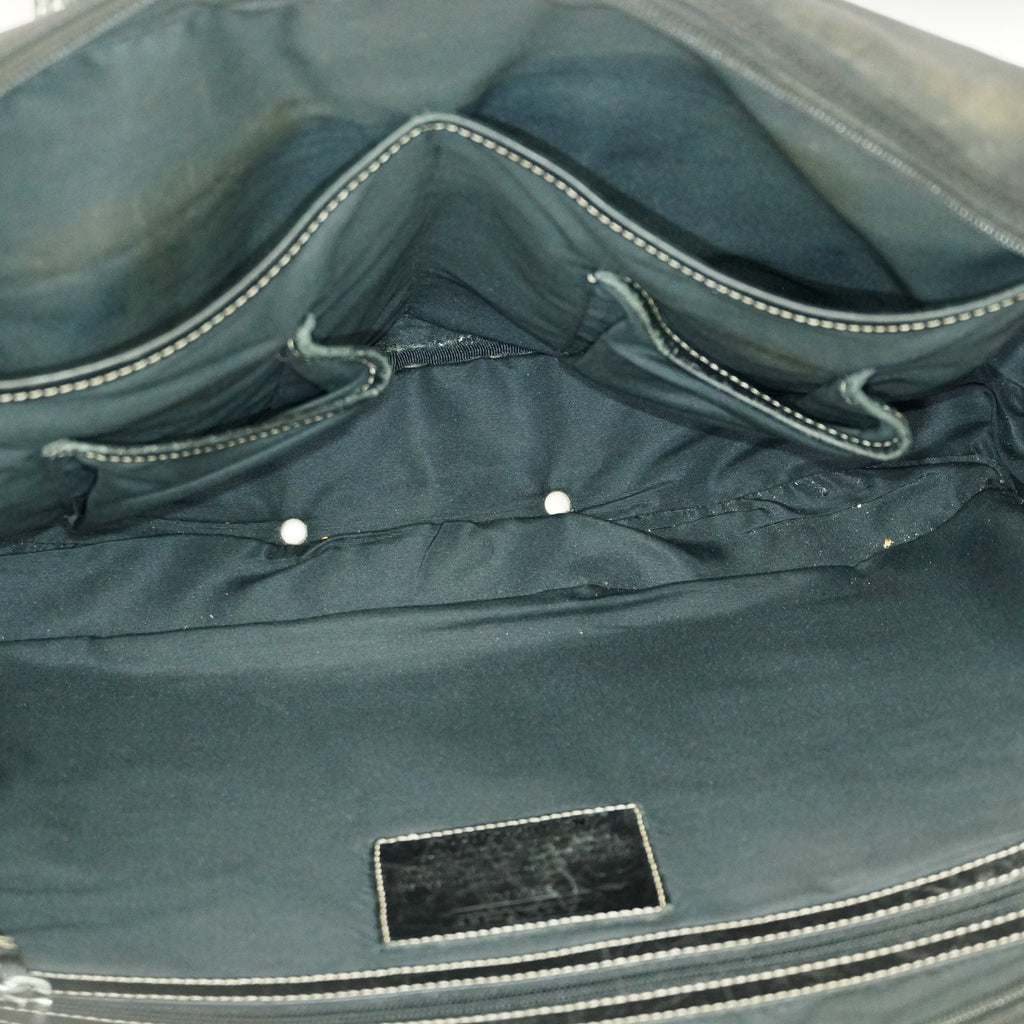 Coach Varick Briefcase Business Bag Brown Nylon Leather Tablet Laptop XY90