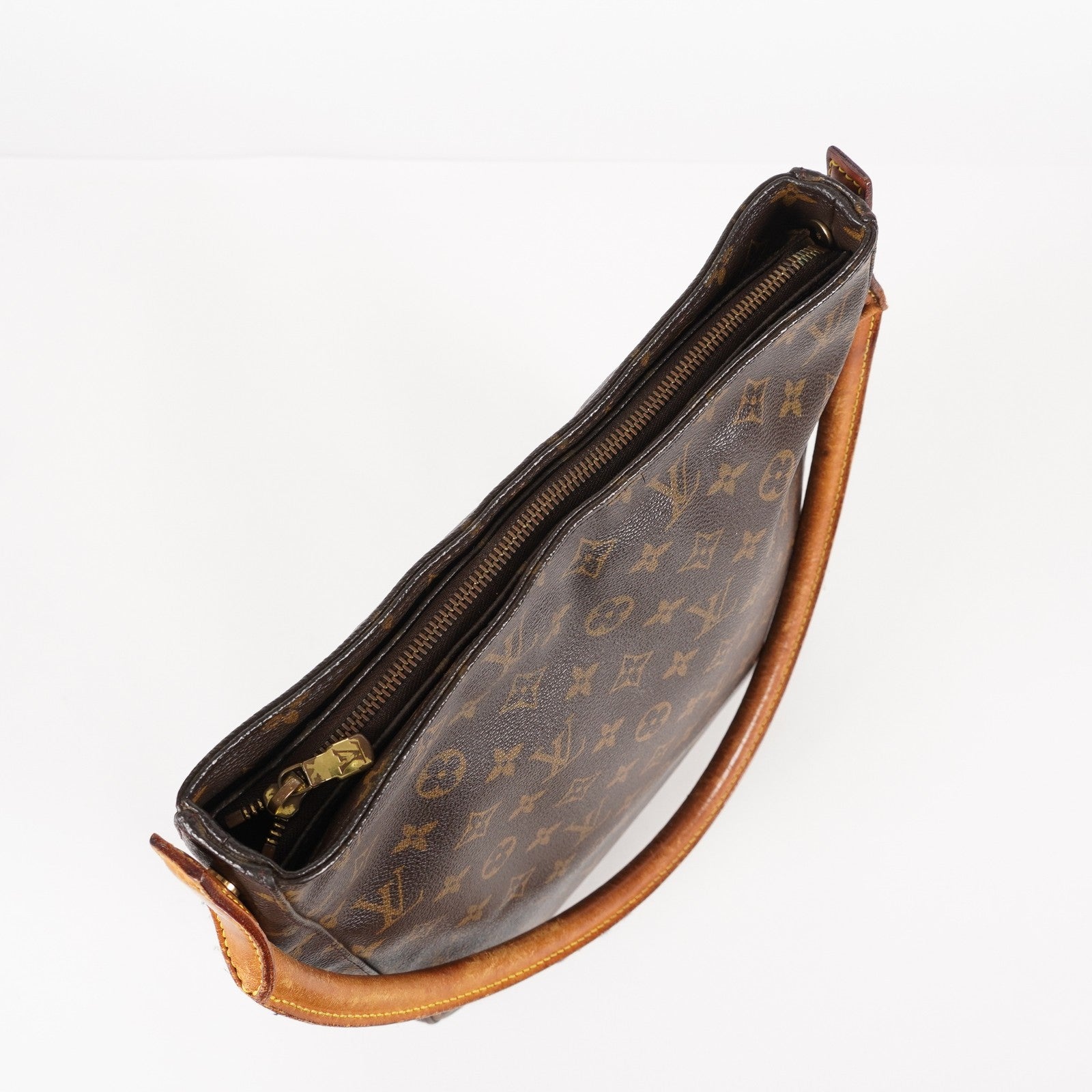 LOUIS VUITTON Looping GM Shoulder Bag Monogram Leather Brown M51145 05E053465029