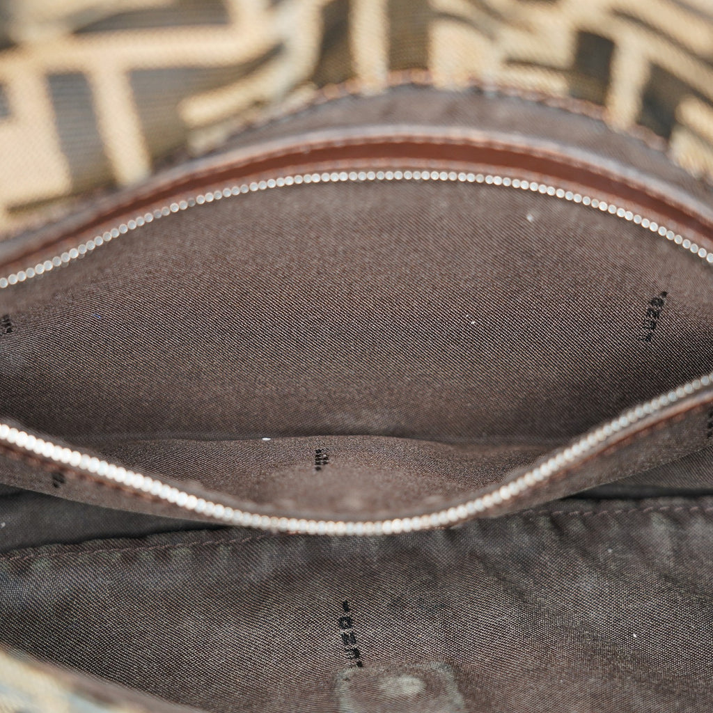 FENDI Zucca Mamma Baguette Shoulder Bag Canvas Leather Brown 02E0214410018