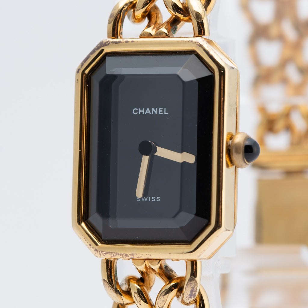 CHANEL Première Quartz Ladies Watch Gold × Black Chain Black 04E019020007
