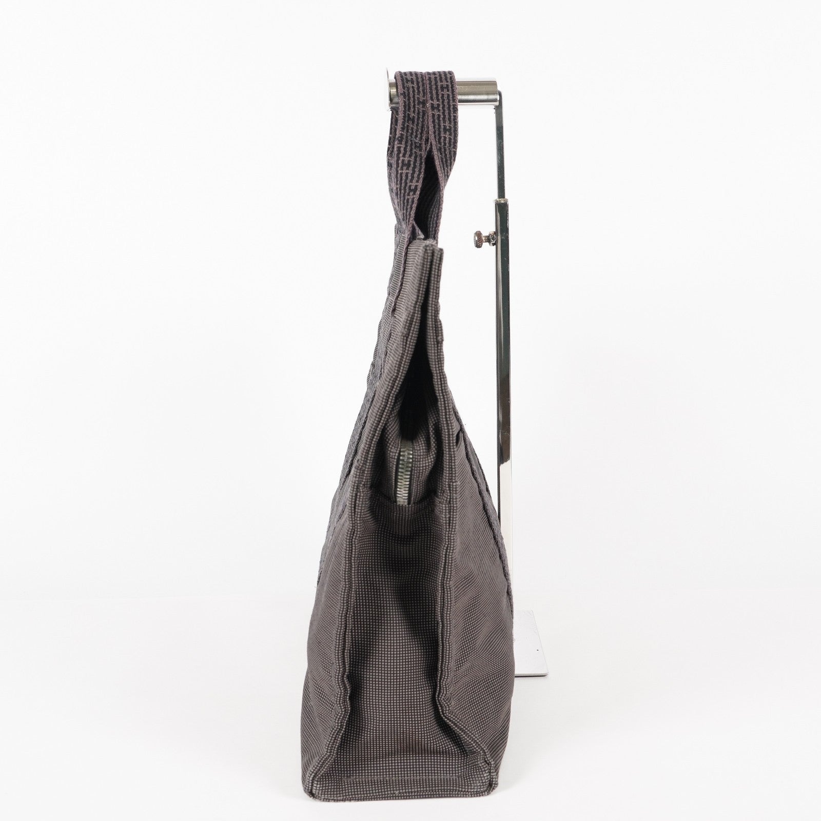 HERMES Herline MM Hand Tote Bag 100951M Nylon canvas Gray 05E461045016