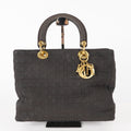 Dior Lady Dior Cannage Nylon Gold Hardware Charm Handbag Black 12E323410027