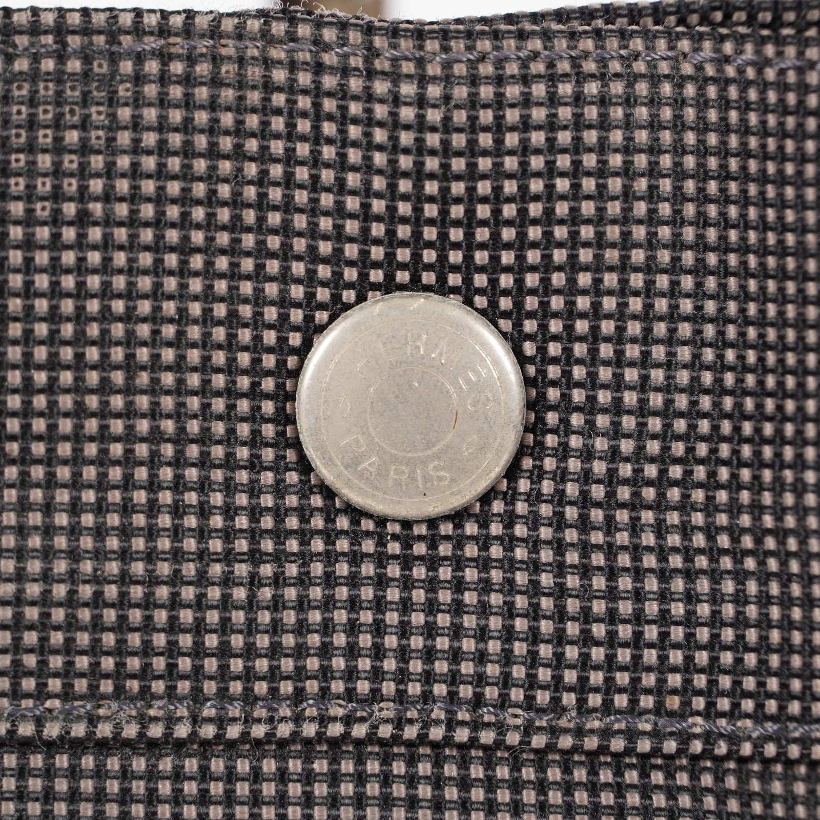 HERMES Herline MM Hand Tote Bag 100951M Nylon canvas Gray 05E461045016