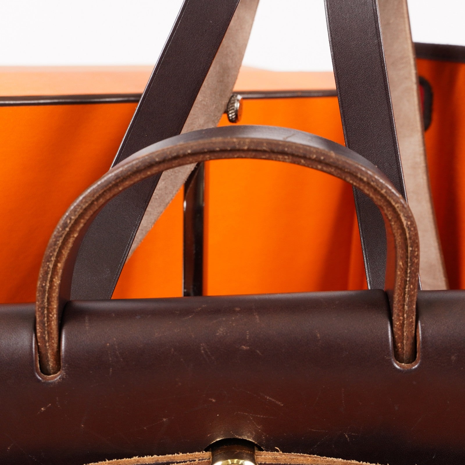 Hermes Brick RedMoka Toile Canvas and Vache Hunter Herbag 31 Bag 05E346352529