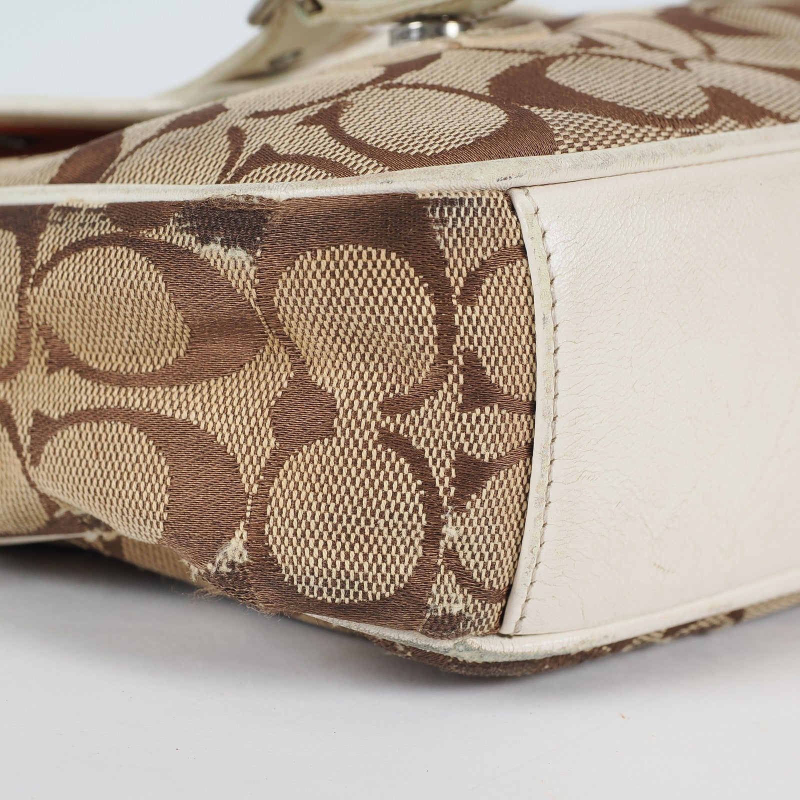 Authentic Coach Signature Mini Field Shoulder Bag Crossbody Canvas x Leather 77