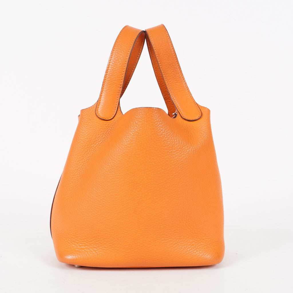 HERMES Picotin PM 18 Taurillon Clemence Orange Handbag Bag 05E0119250016