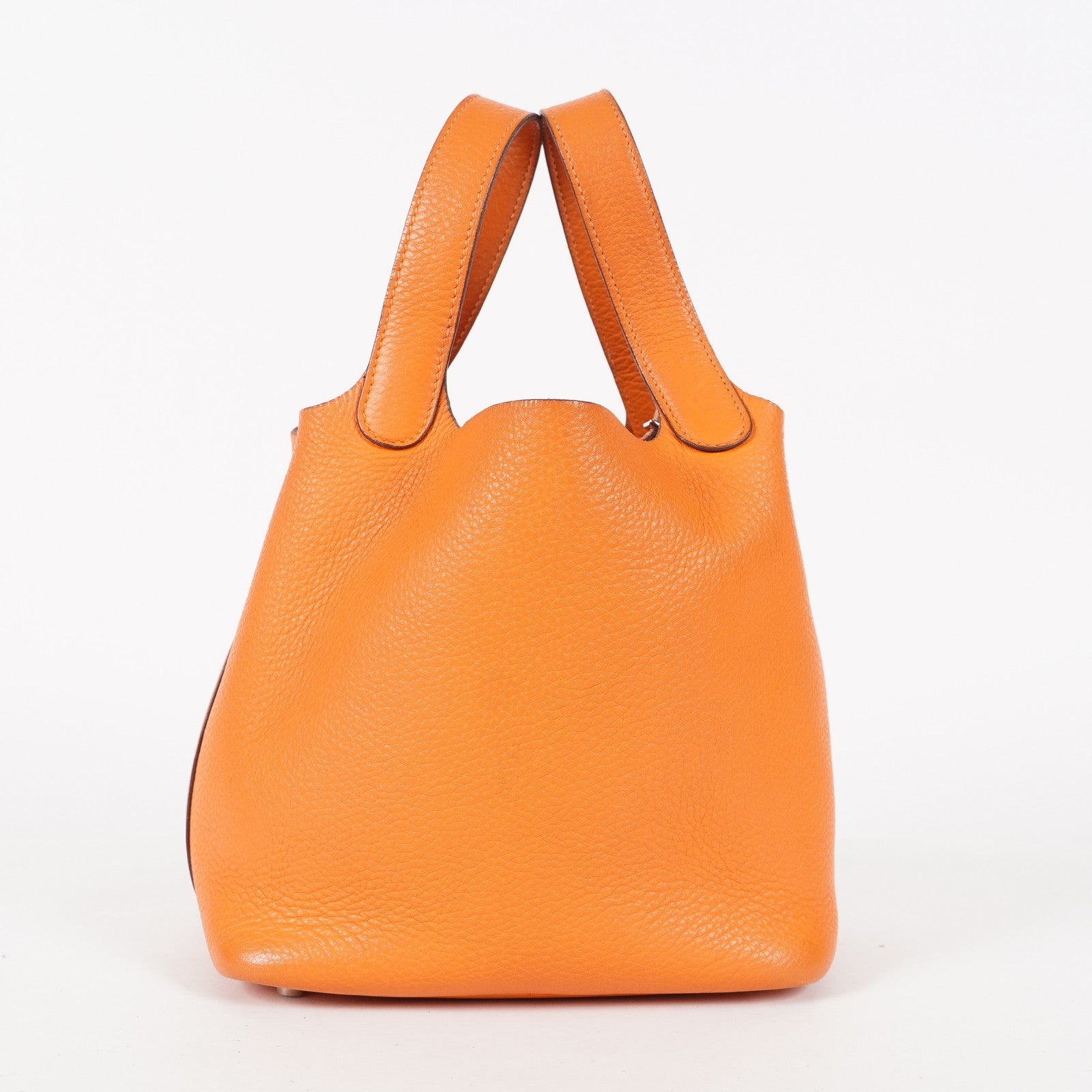 HERMES Picotin PM 18 Taurillon Clemence Orange Handbag Bag 05E0119250016