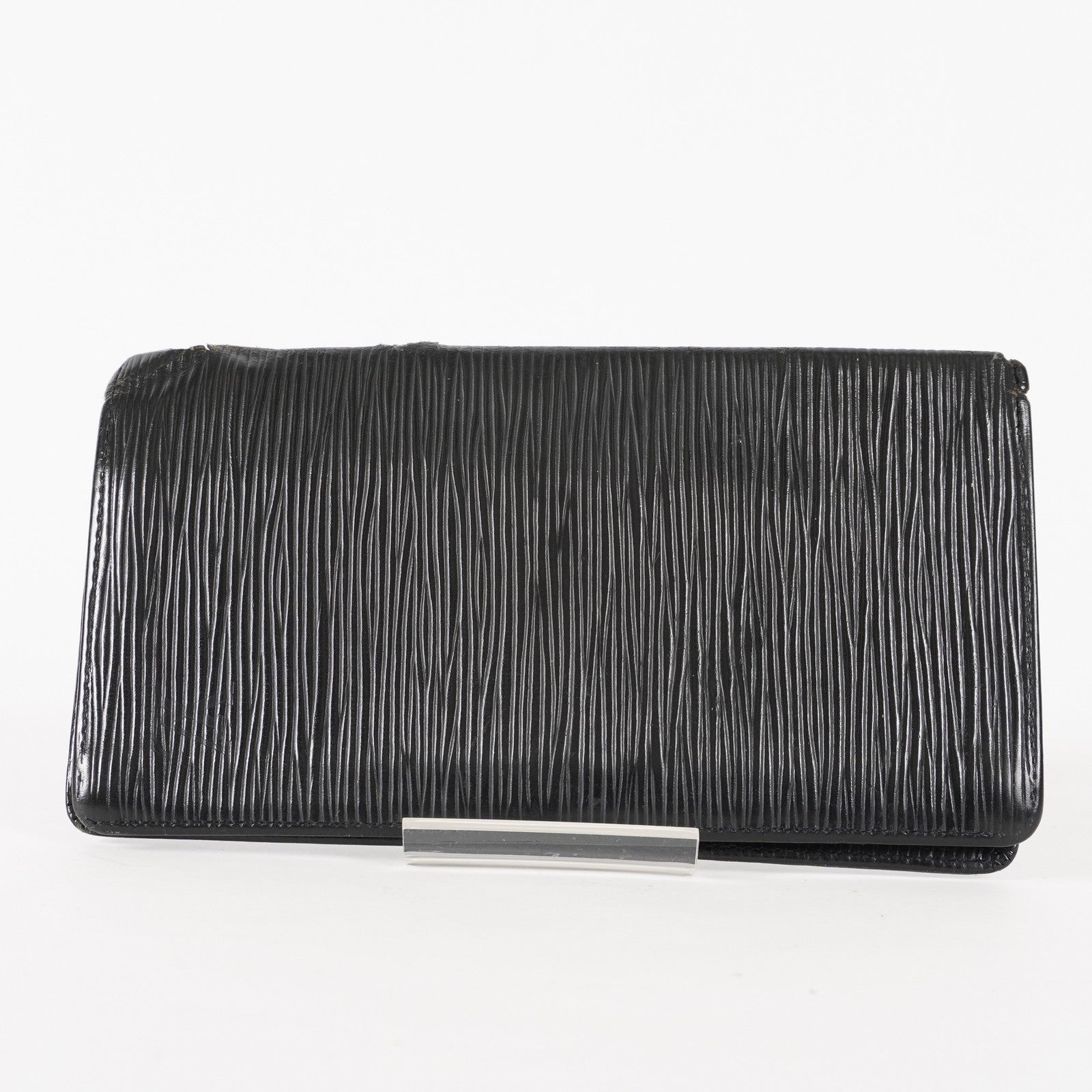 Louis Vuitton LV Long Wallet Portefeuille Brazza M63382 Black Epi Auth XY214