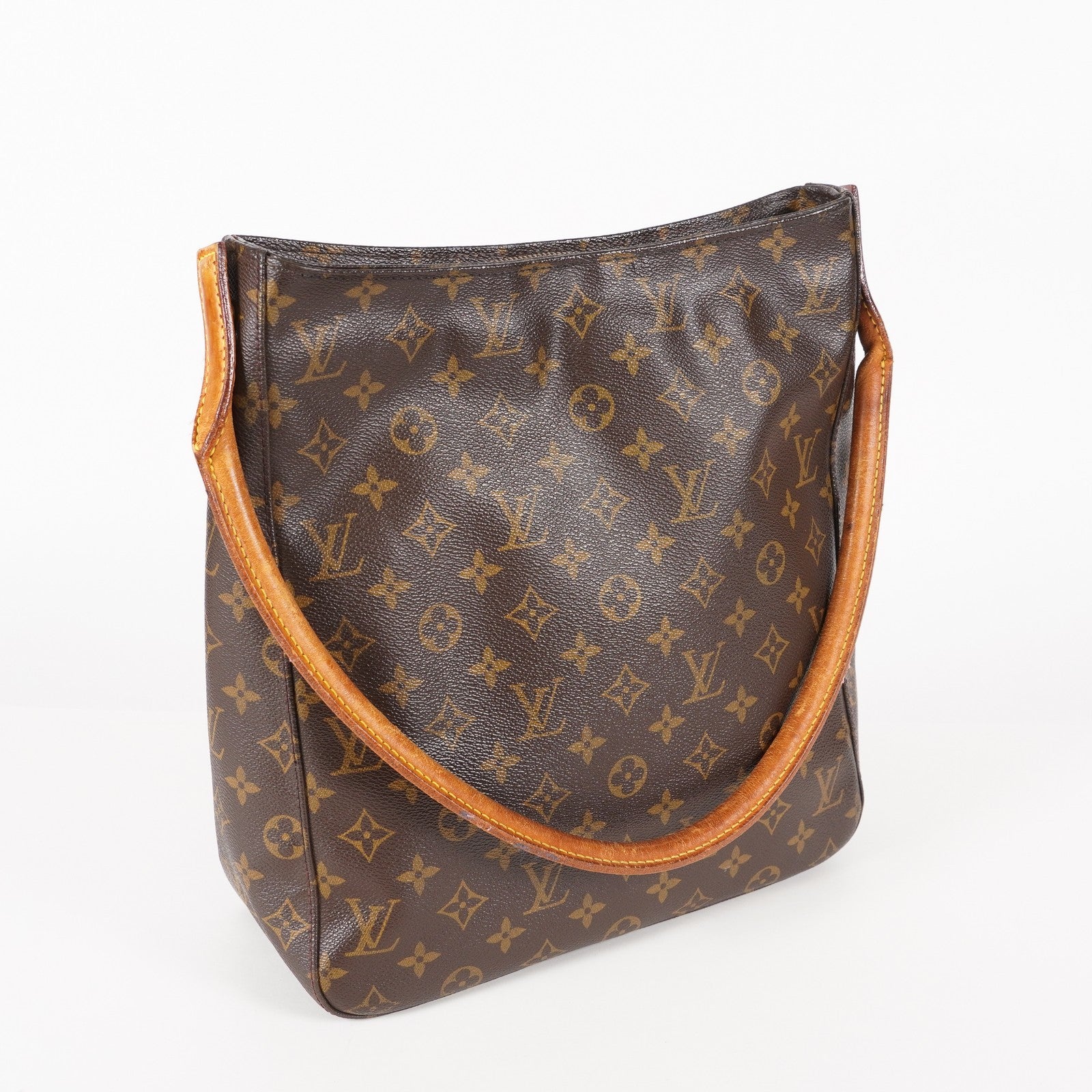 LOUIS VUITTON Looping GM Shoulder Bag Monogram Leather Brown M51145 05E053465029